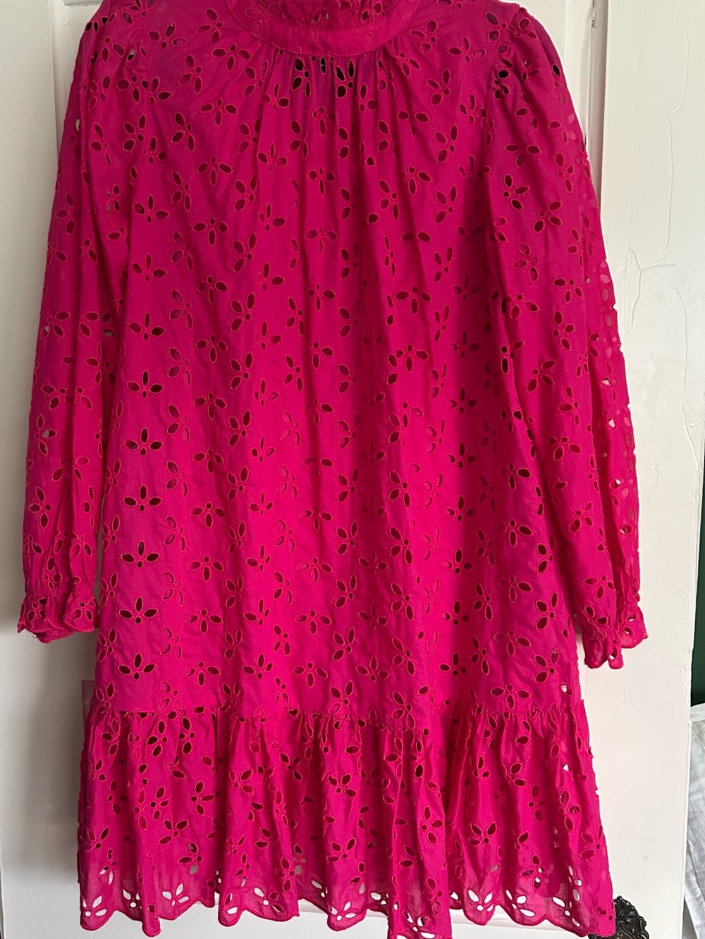 J. CREW Hot Pink Eyelet Tunic Dress